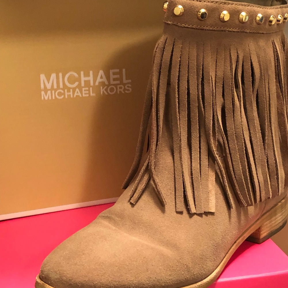 Michale Kors suede tassle boots w/ gold studs